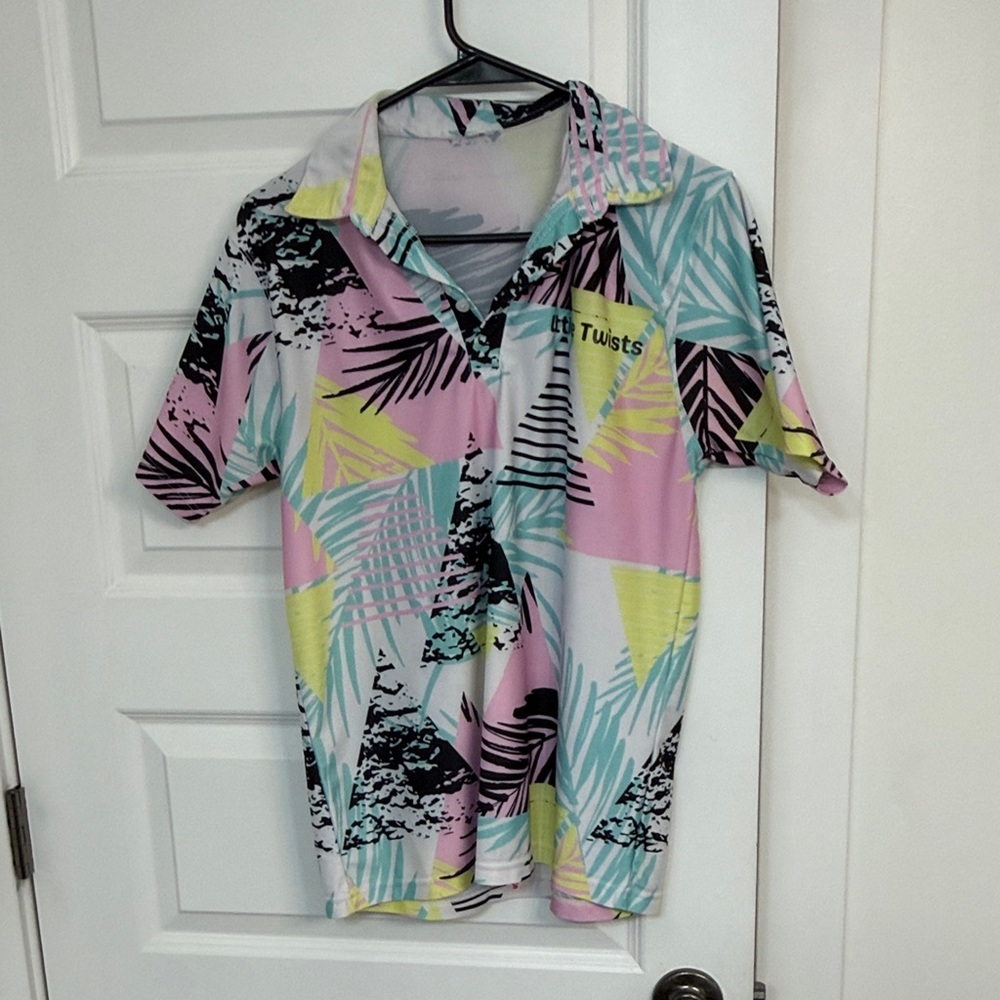 Mens geometric golf polo
